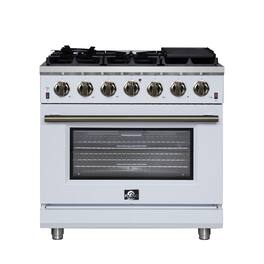 Forno Appliances - Massimo 5.36 Cu. Ft. Freestanding Gas Convection Range with Air Fryer Kit, Wok Support & Griddle - White