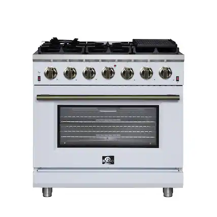 Front. Forno Appliances - Massimo 5.36 Cu. Ft. Freestanding Gas Convection Range with Air Fryer Kit, Wok Support & Griddle - White.