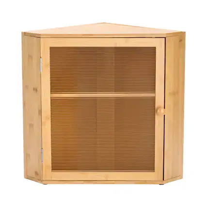 Front. VEVOR - Corner Bread Box for Kitchen Counter, Double Layer Large Capacity Bamboo Bread Container, Farmhouse Wooden Breadbox - Wood.