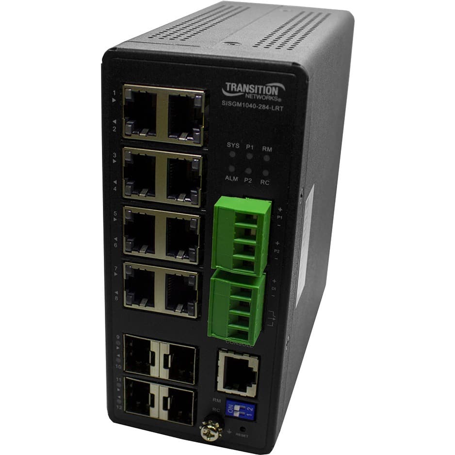 Transition Networks - Managed Hardened Gigabit Ethernet Switch SISGM1040-284-LRT - Multicolor