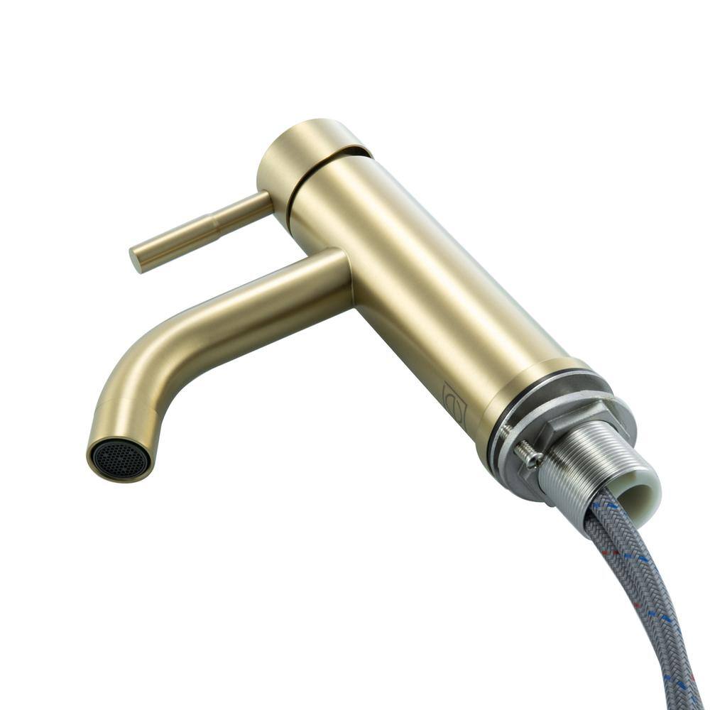Alt View 2. Elegant Kitchen and Bath - Victor Single Hole Single Handle Bathroom Faucet in Brushed Gold - Brushed Gold.