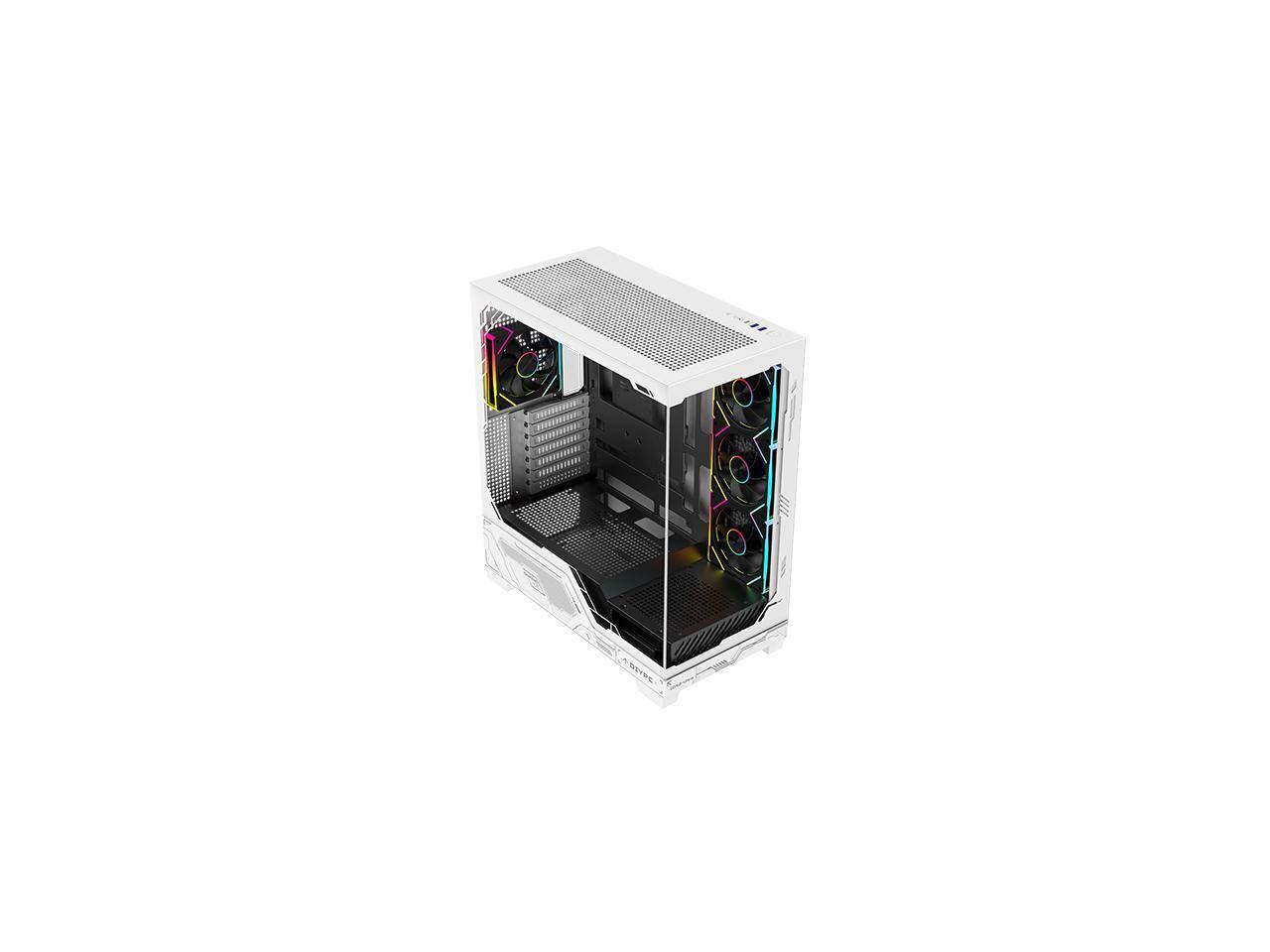 Alt View 10. DIYPC - DIYPC IDX2 Black ATX Gaming Case, Dual Tempered Glass, USB3.0/Type-C, 4x ARGB PWM Fans - Black.