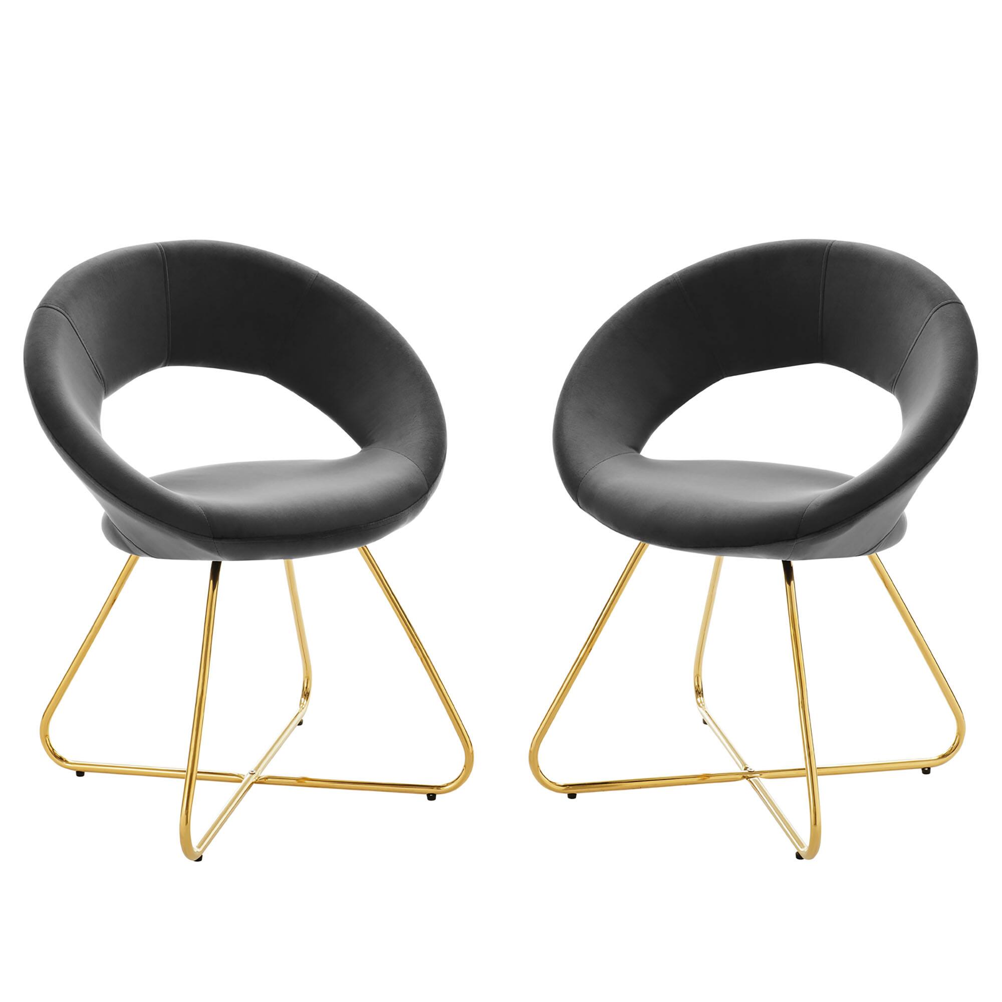 Angle. Modway - Nouvelle Performance Velvet Dining Chair Set of 2 by Modway - Gold Charcoal.