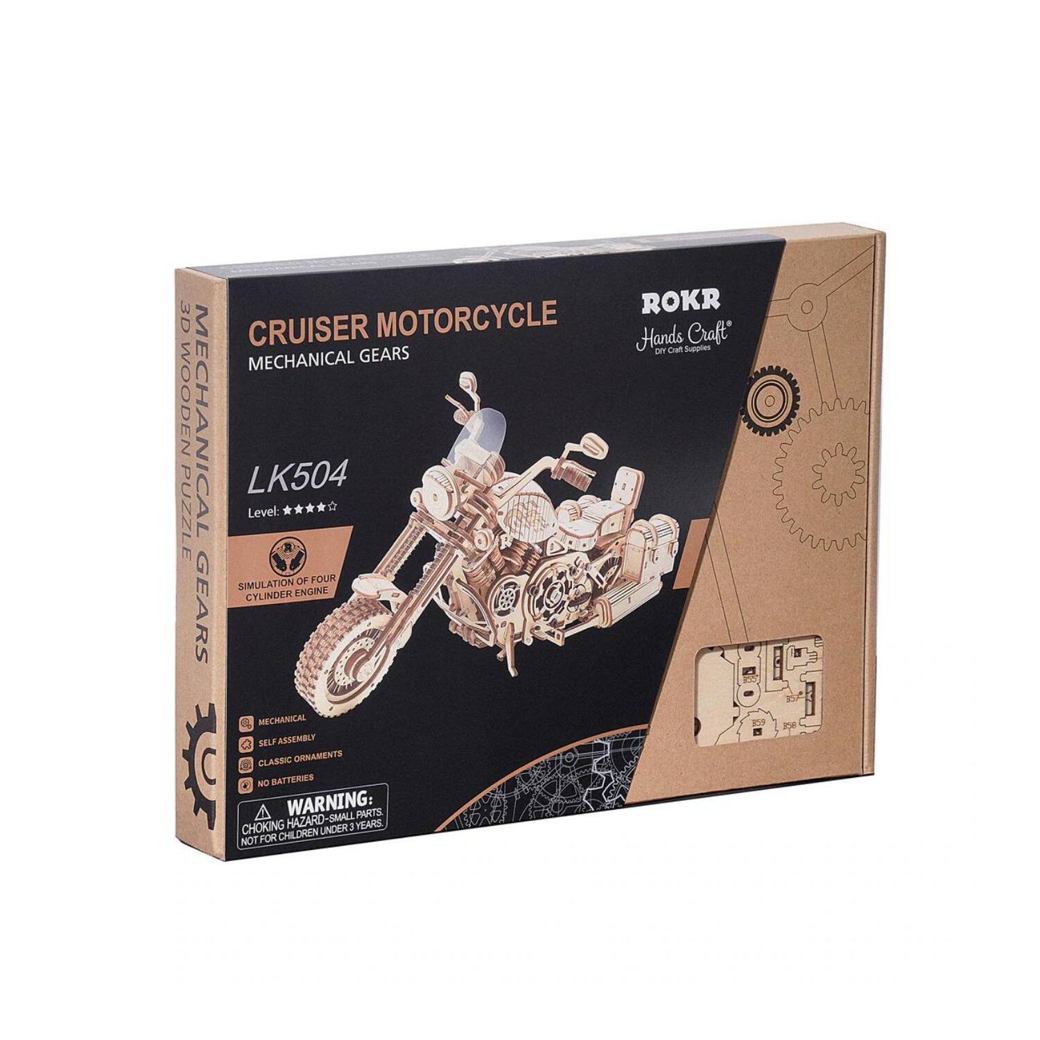 Left. 3D Puzzle - DIY 3D Moving Gears Puzzle - Motorcycle Cruiser - 420pcs.