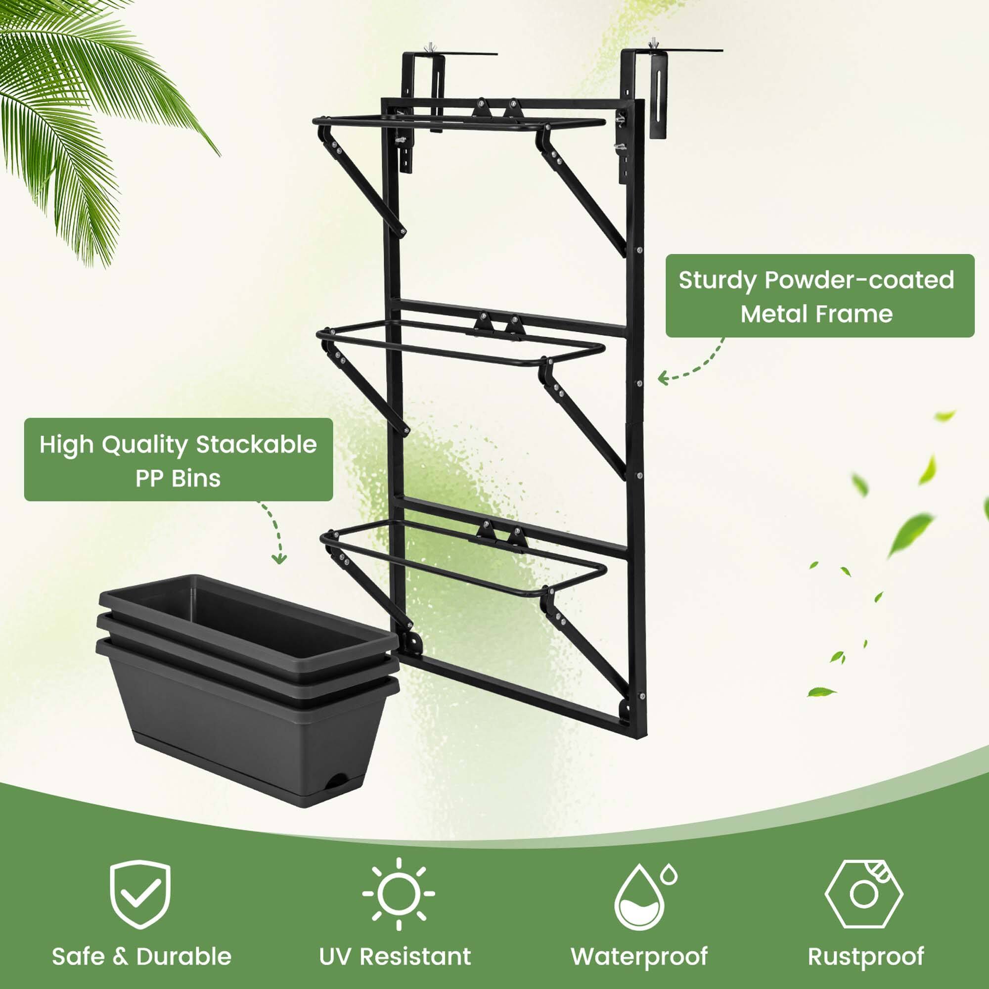 Sturdy Powder-coated Metal Frame High Quality Stackable PP Bins Safe & Durable UV Resistant Waterproof Rustproof
