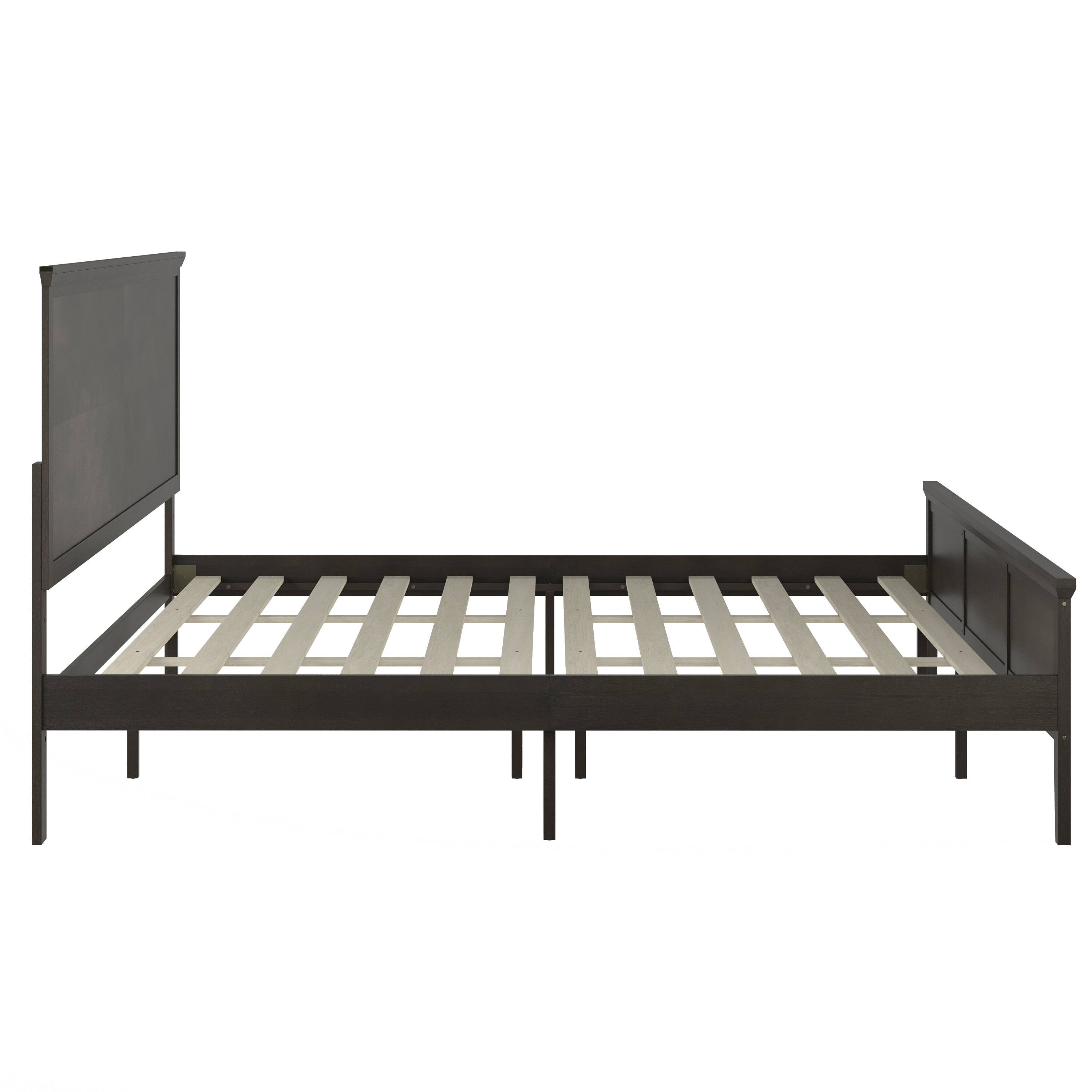 Left. Flash Furniture - Fiona Dark Gray King Size Solid Wood Platform Bed Frame with Headboard, Footboard, and Slatted Bottom - Gray.