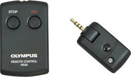 OM System - RS-30W Handheld Remote Control for Voice Recorders, Start, Stop & Pause Recording, LED Status Light - Black