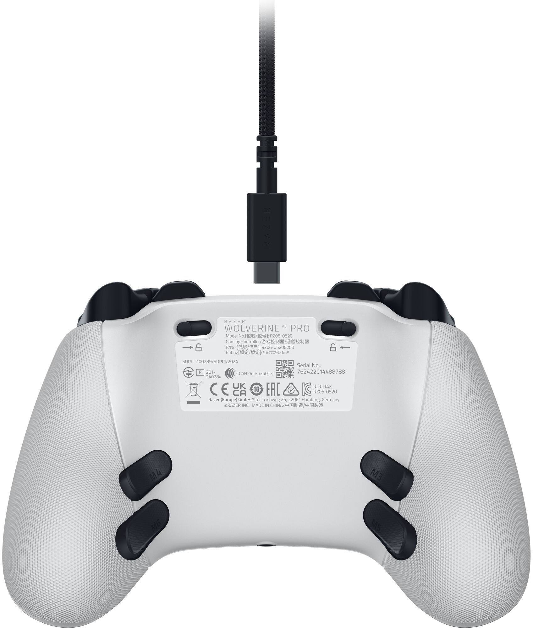 RAZER RAZER WOLVERINE PRO Model R206-0520 Gaming Controller/3/ Gaming Controller 6 N/ R206-05200200 6 Rating/ SITESO0mA SOPPE 100299/50PP/2024 Serial No: R 201 H24UPS6O13 762422014488788 240204 UK R-R-RAZ- CEL C E 10 EAC 206-0520 Razer iEuropel Gmber Alter Teichwng 2200 Hamburg Germany HZ MACE CHINA// EM