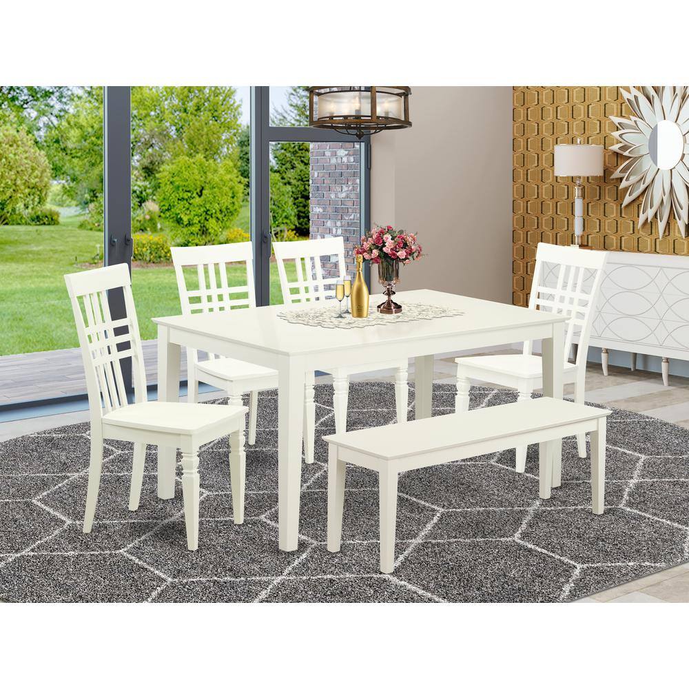 Left. East West Furniture - Dining Room Set Linen White - Linen White.