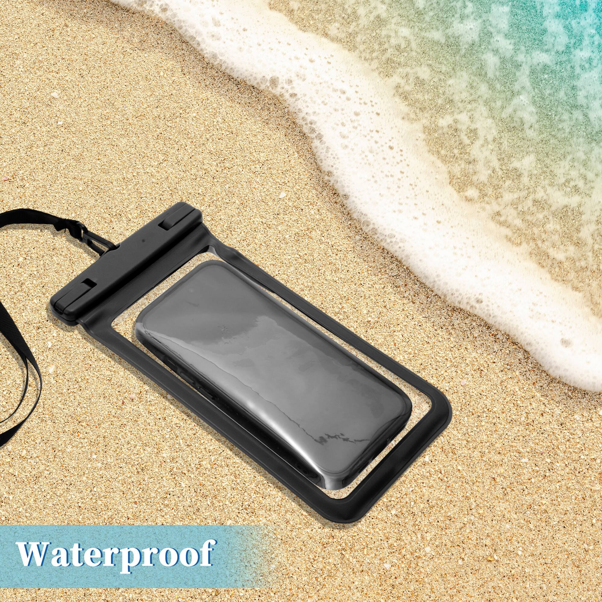 Alt View 1. Unique Bargains - 2 Pcs Mobile Waterproof Bag Universal Waterproof Case Compatible for Phone 4.53"x8.27" - Black.