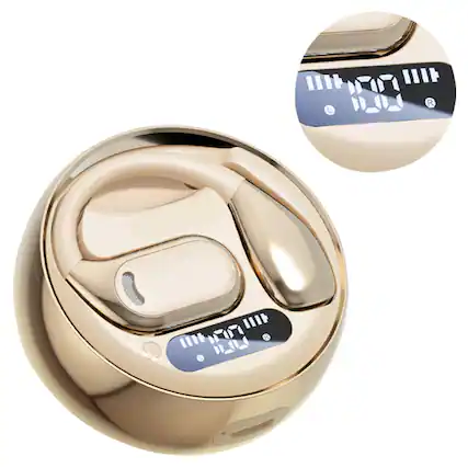 Front. Cluzine - Open-Ear Wireless Sports Earphones, 360° Surround Sound, HiFi Audio, LED Battery Indicator - Skin Tone.