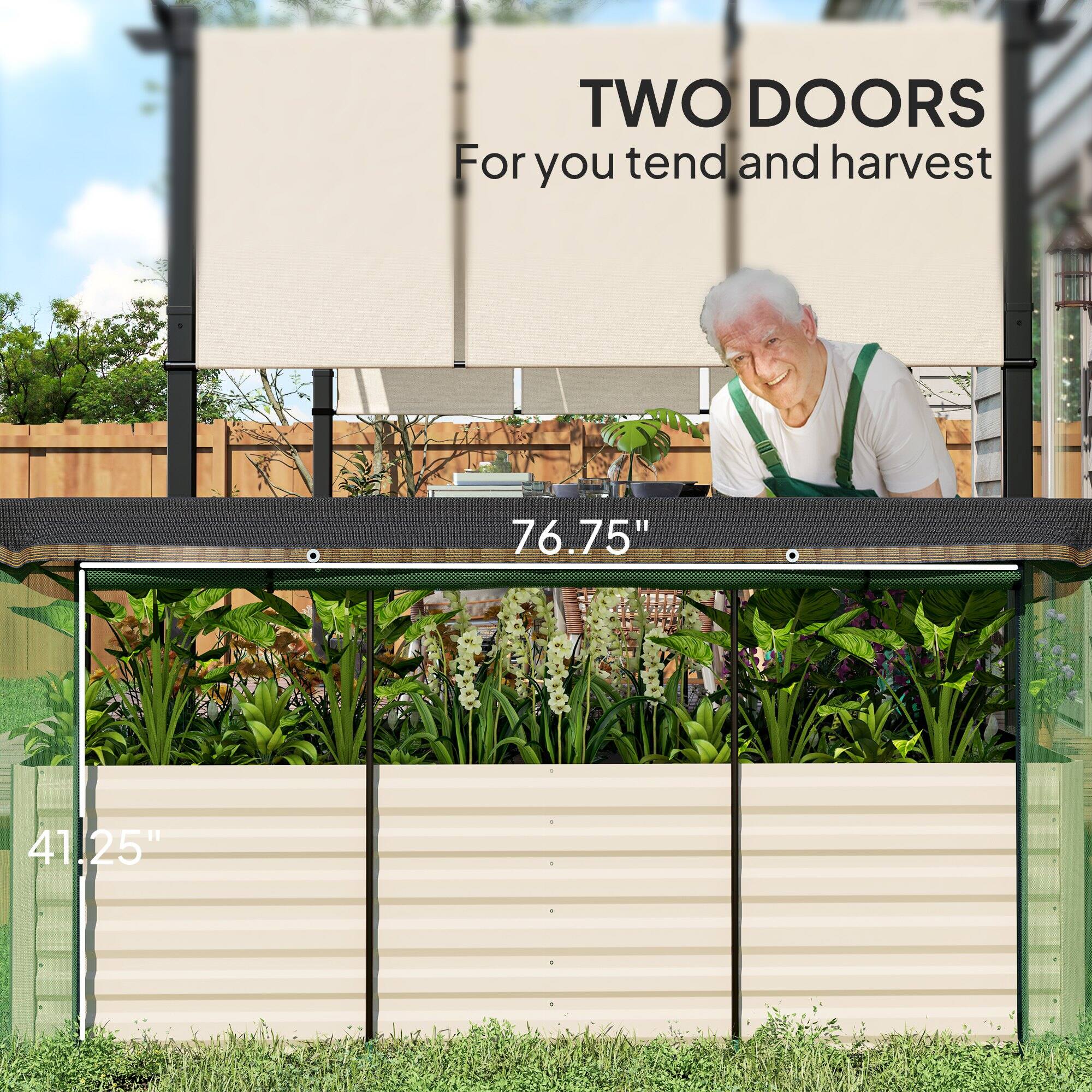 TWO DOORS For you tend and harvest
76.75"
41.25"