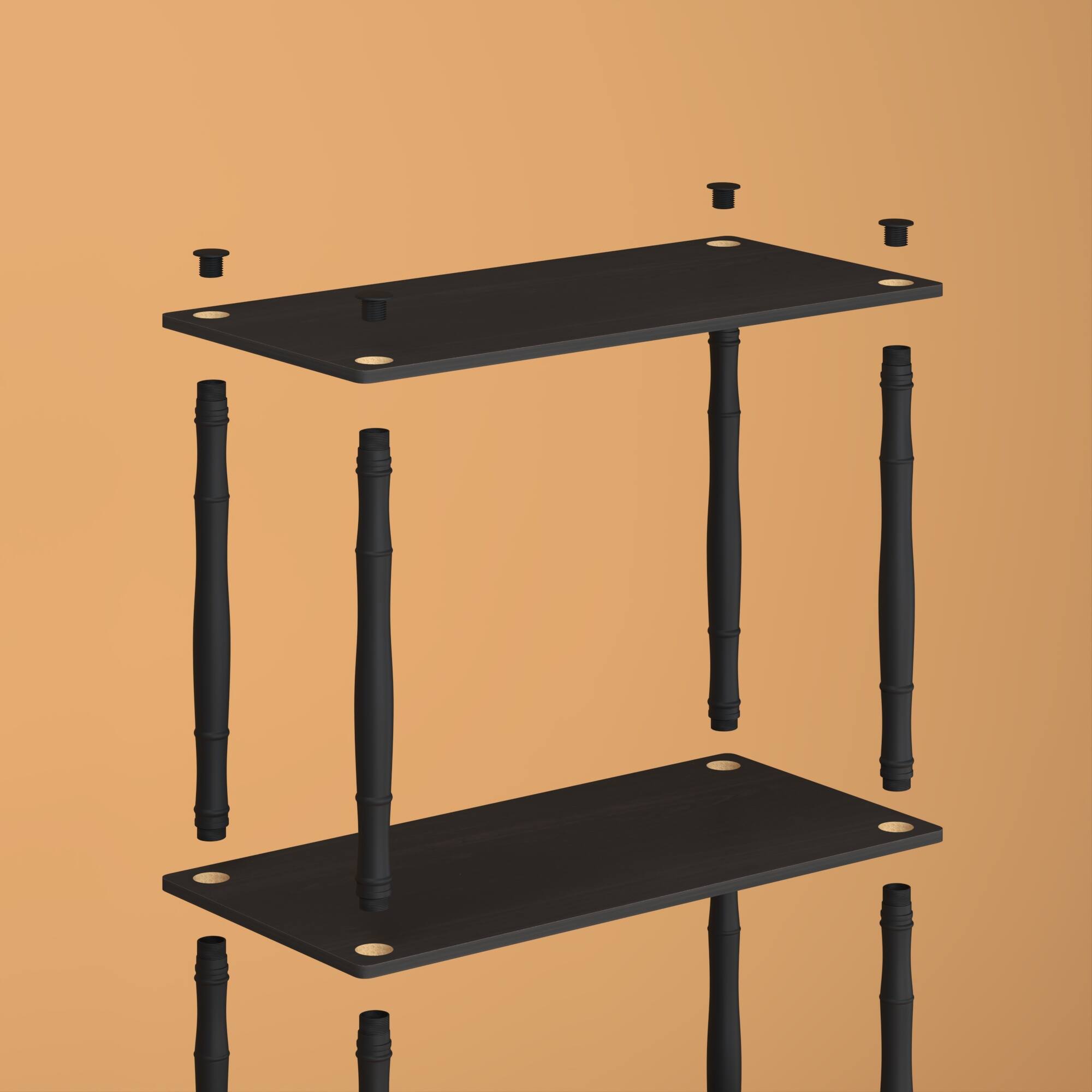 Alt View 4. HOMLUX - 3-Tier 29.5" Corner Shelf Open Shelves for Display for Living Room and Office Organization Espresso - Espresso & Black.