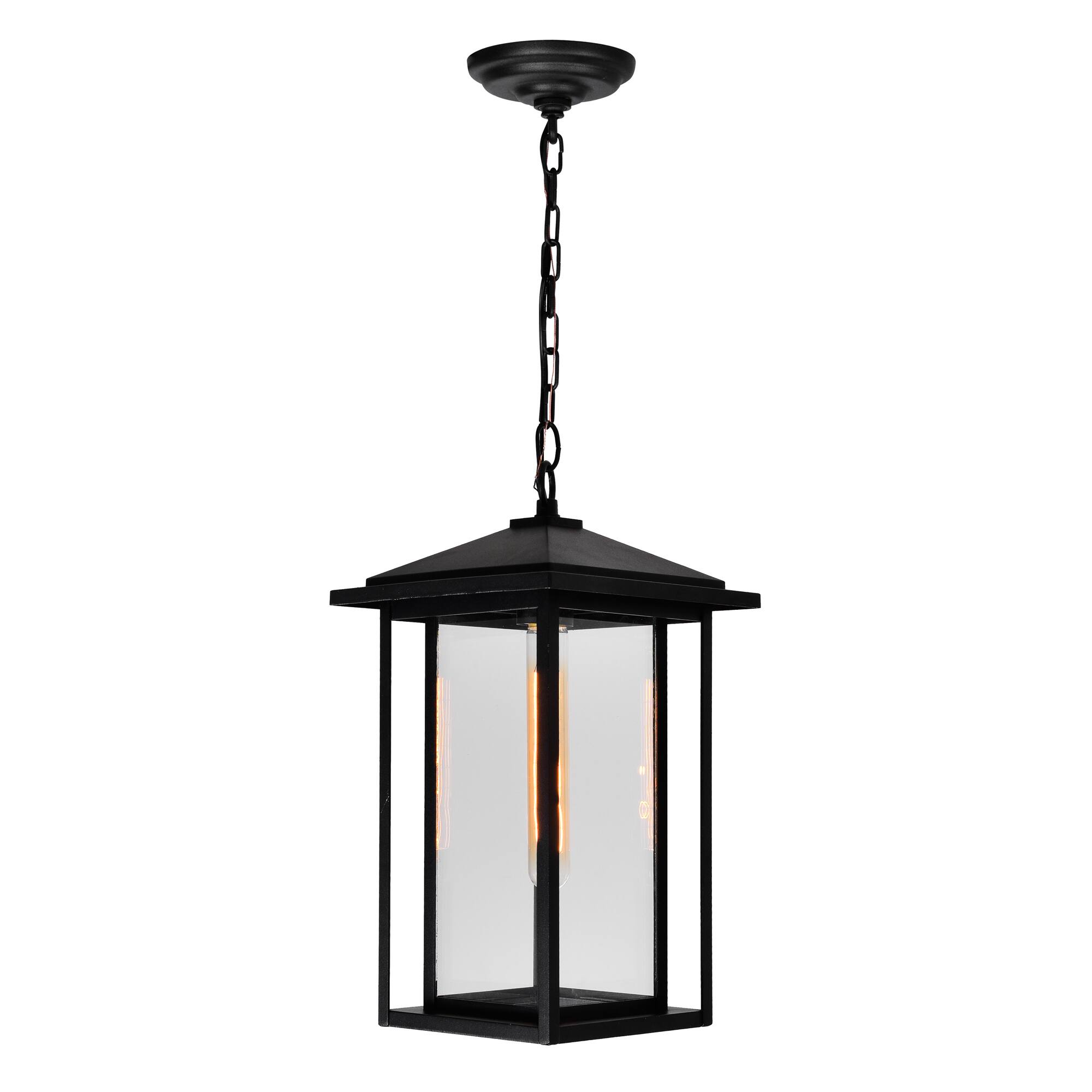 Angle. CWI Lighting - Crawford 1 Light Black Outdoor Hanging Light - Black.