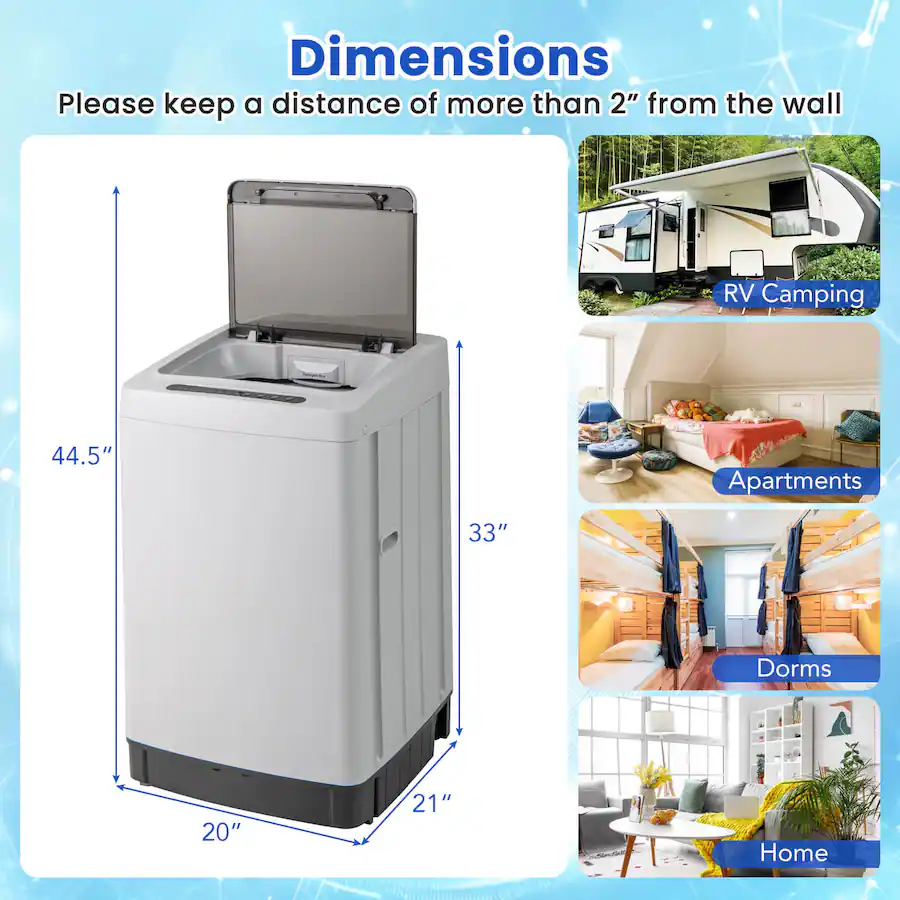Portable Washing Machine 11 LBS Full Automatic Washer Machine with 8 ...