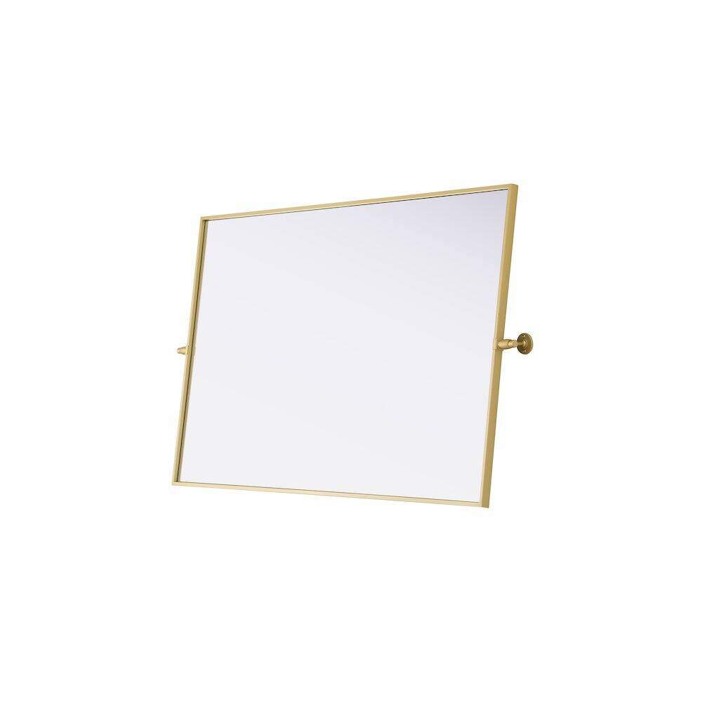 Left. Elegant Kitchen and Bath - Amoura 48X30 Pivot Mirror In Brass - Brass.