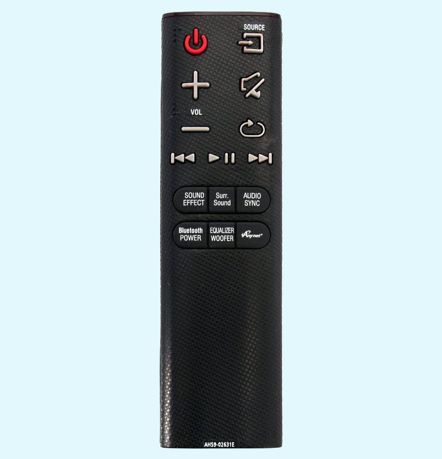 SOURCE  
VOL  
SOUND EFFECT  
Surr. Sound  
AUDIO SYNC  
Bluetooth POWER  
EQUALIZER  
WOOFER  
AH59-02631E