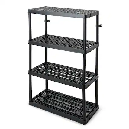 Front. Gracious Living - Gracious Living 4 Shelf Fixed Height Ventilated Heavy Duty Storage Unit, Black - Black.