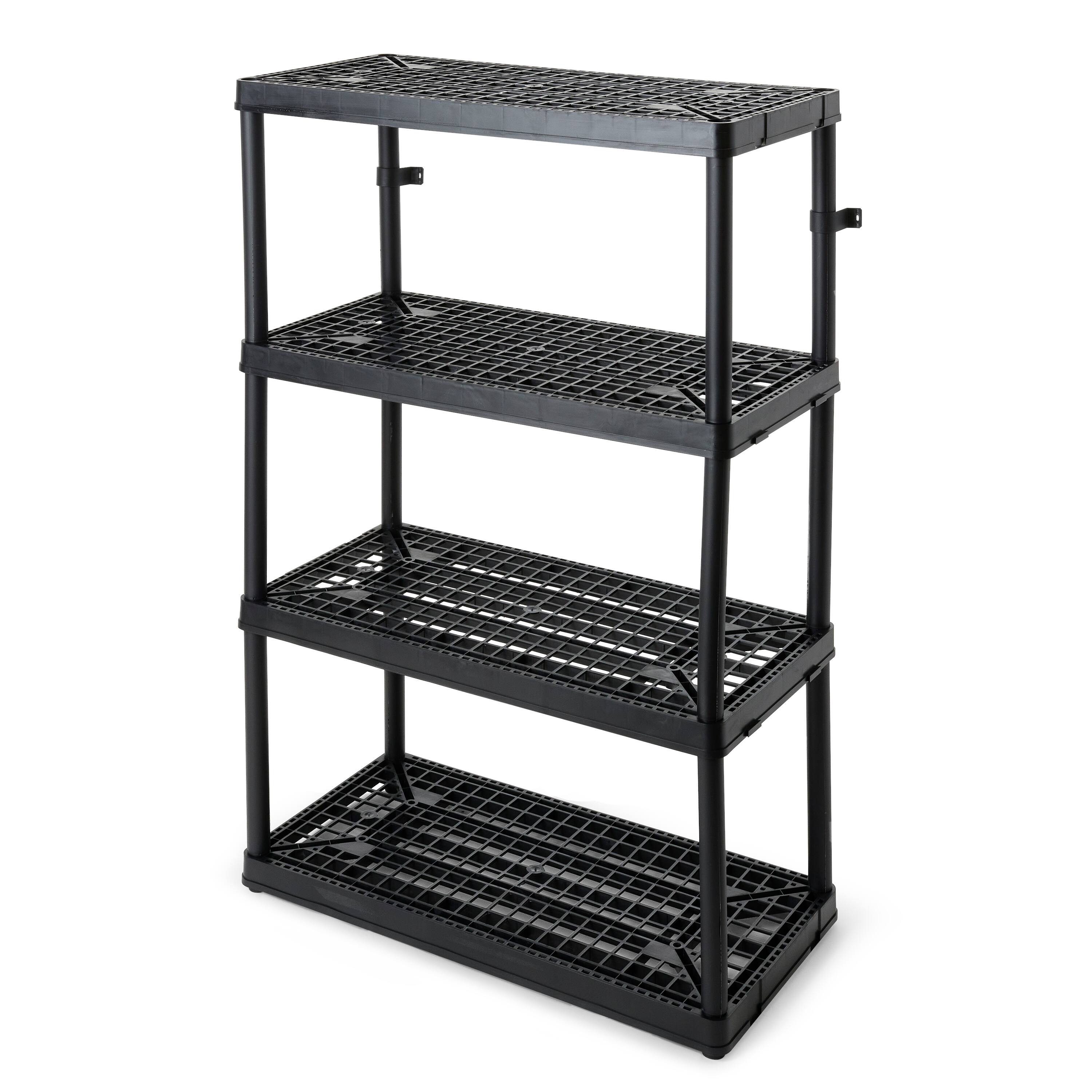 Front. Gracious Living - Gracious Living 4 Shelf Fixed Height Ventilated Heavy Duty Storage Unit, Black - Black.