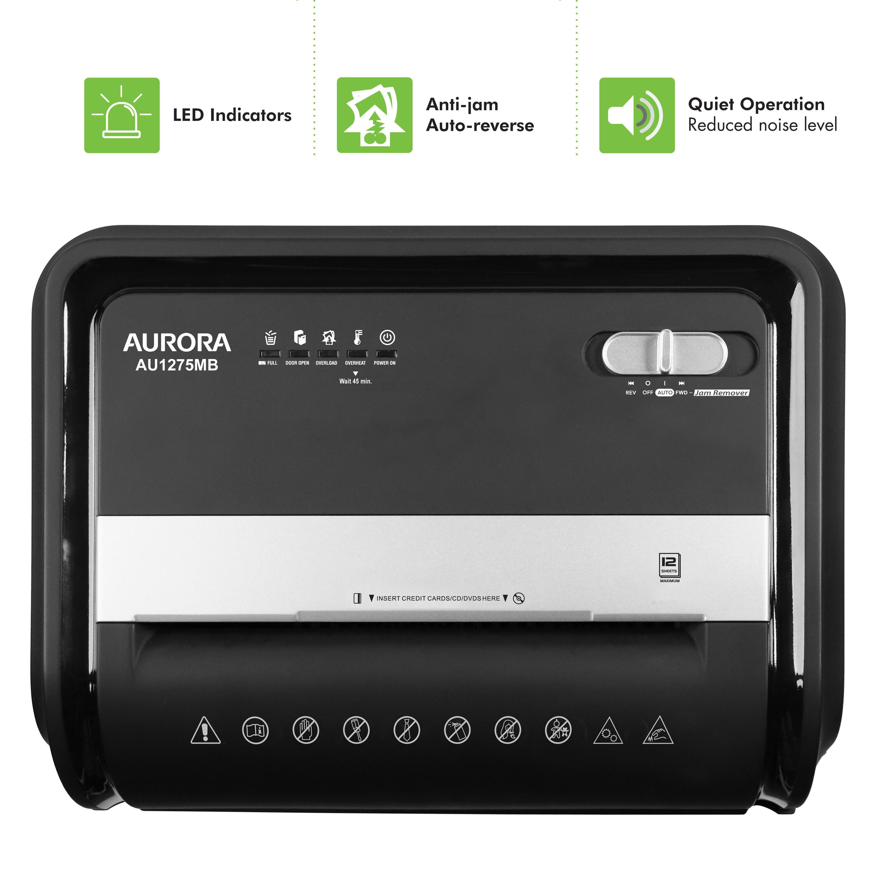 Aurora AU1275MB High Security 12 Sheet Micro Cut Paper and CD