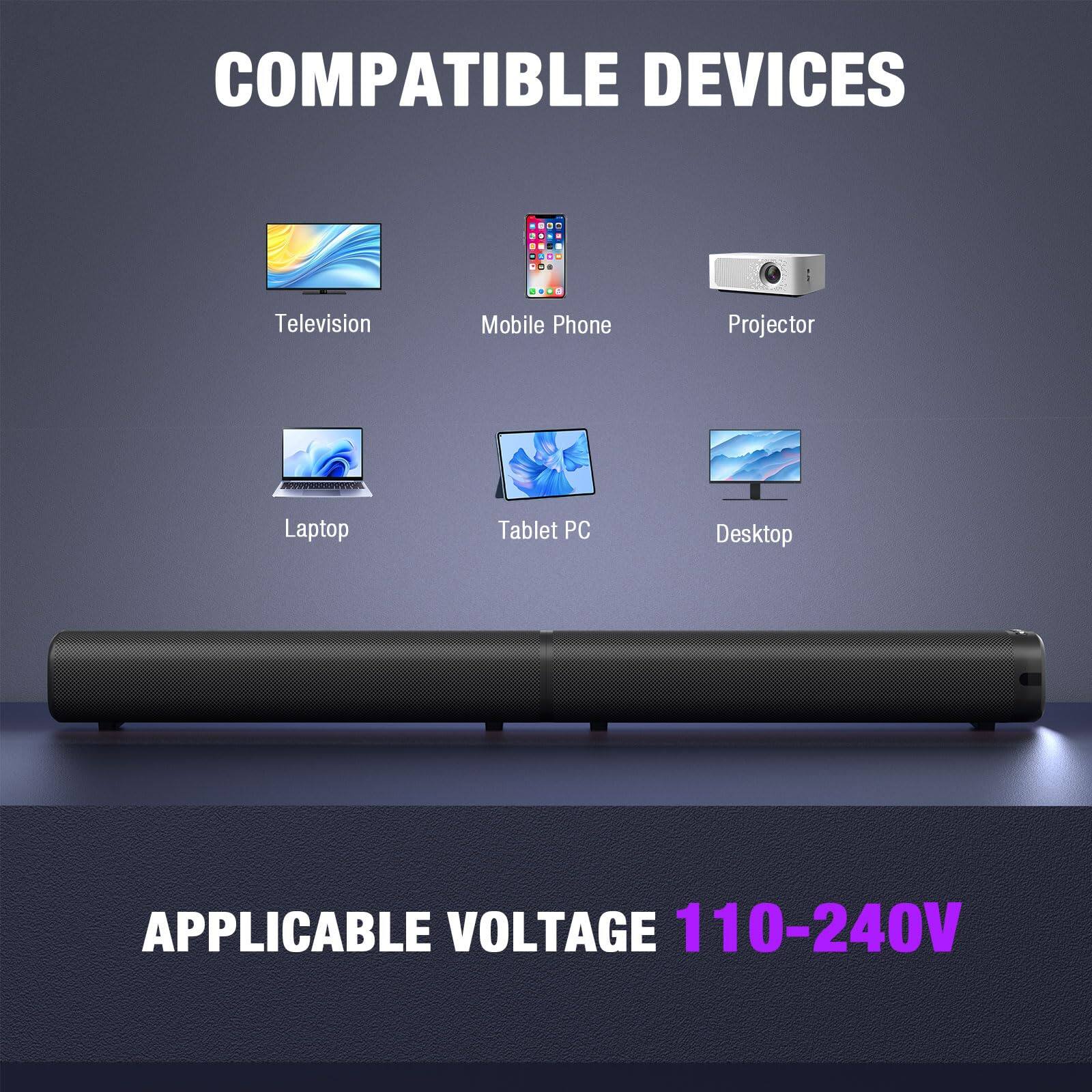 COMPATIBLE DEVICES  
- Television  
- Mobile Phone  
- Projector  
- Laptop  
- Tablet PC  
- Desktop  

APPLICABLE VOLTAGE 110-240V
