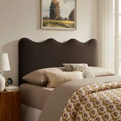 Front. Modway - Athena Upholstered Headboard by Modway - Chocolate Brown.
