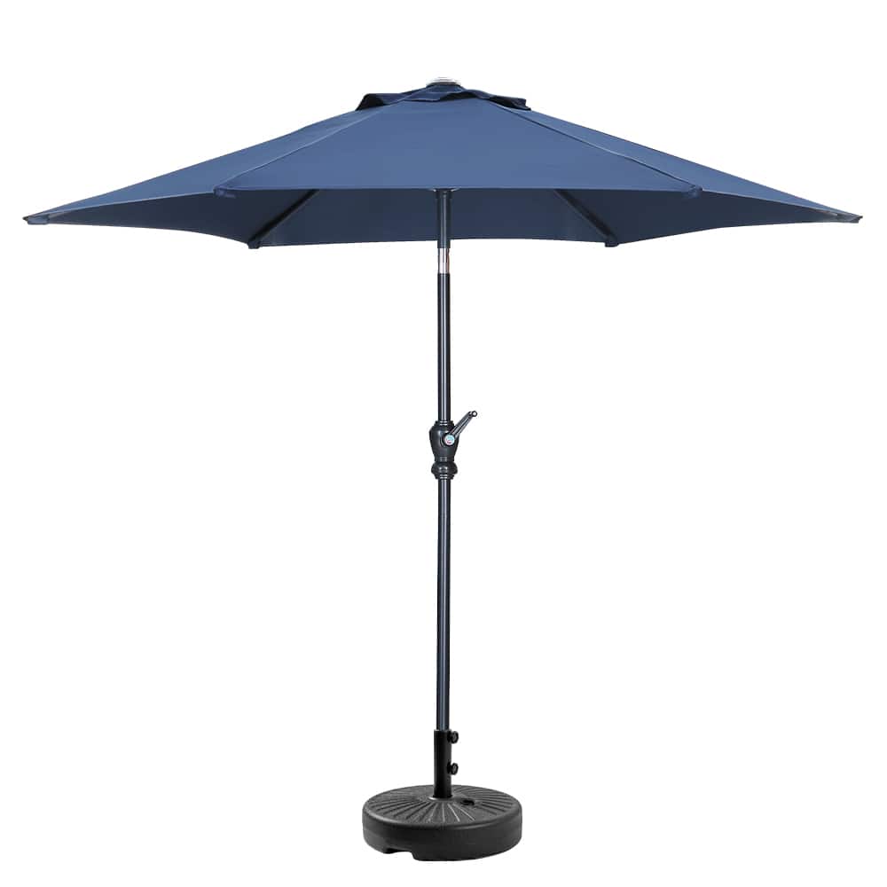Ainfox - 7.5ft Patio Umbrella With Round umbrella base - Navy Blue