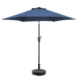 Ainfox - 7.5ft Patio Umbrella With Round umbrella base - Navy Blue