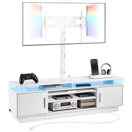 VEVOR - TV Stand with Mount, 59.1 Inch, Swivel TV Stand Console with Power Outlet, for 32-75 Inch TVs - White