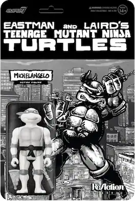 Super7 - Teenage Mutant Ninja Turtles - Reaction Wv9 - Michelangelo (Comic Greyscale) - Collectibles - Multicolor