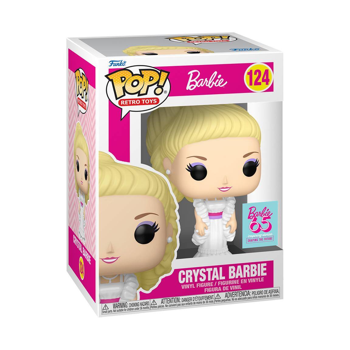 Fp AY Funko POP! Barbie 124 RETRO TOYS Barbie 65 inspiring story SHAPING THE FUTURE CRYSTAL BARBIE FIGURINE EN VINYLE FIGURE / VINYL DE VINIL FIGURA DE ASFIOA ADVERTENCIA: PELIGRO neus A a neo 9  ATTENTION: DANGER ETOUFFEMENT Partes pequates i d afoudo 301 A - -  3 noi CHOKING HAZARD convient 5 A antents WARNING: pds x morths Prtter pires S ad nohing_to_trscribe  chieten Seal set