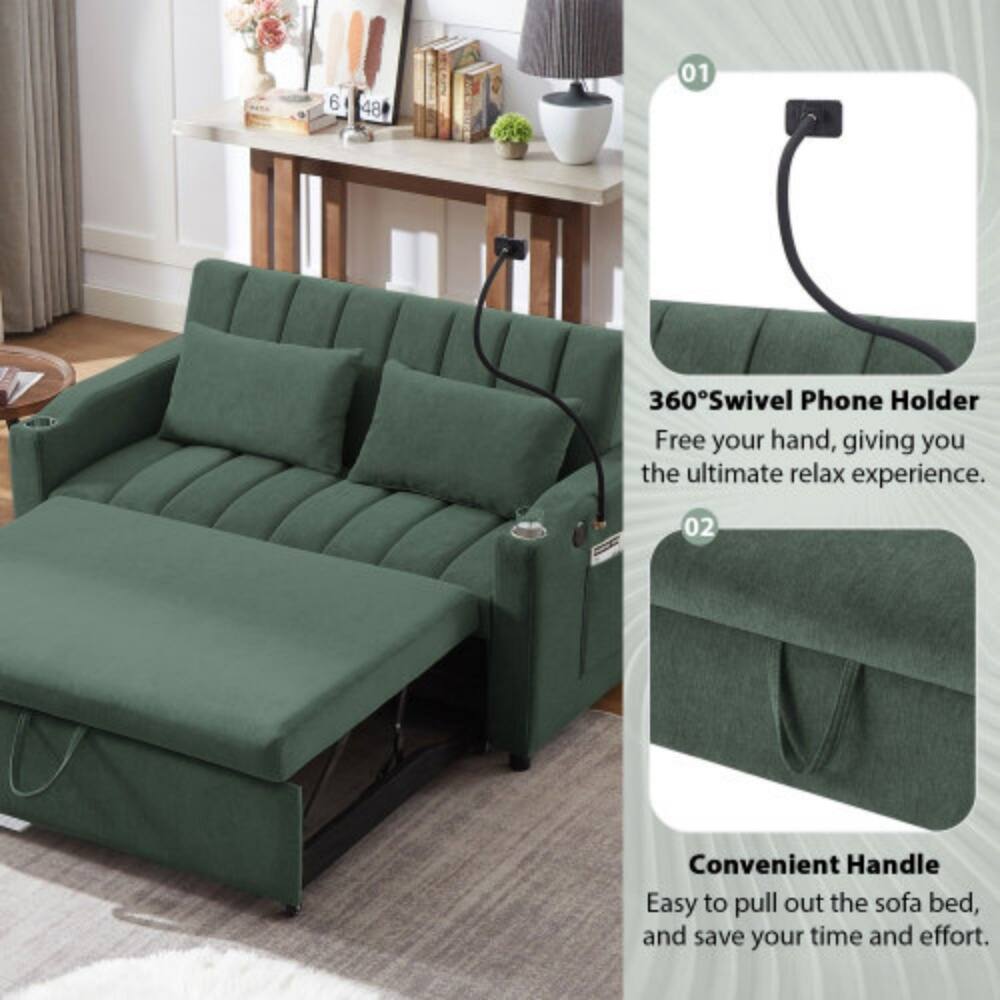 6 48 01 360° Swivel Phone Holder  
Free your hand, giving you the ultimate relax experience.  
02 Convenient Handle  
Easy to pull out the sofa bed, and save your time and effort.