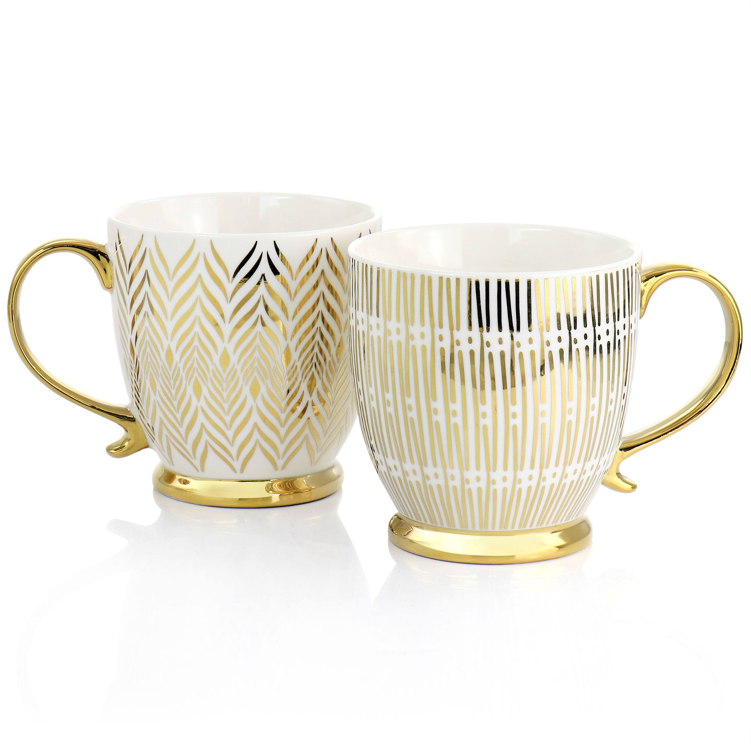 Alt View 3. Gibson - Gibson Home Gold Finch 4 Piece 16.7oz Electroplated Fine Ceramic Mug Set in Gold - Gold.