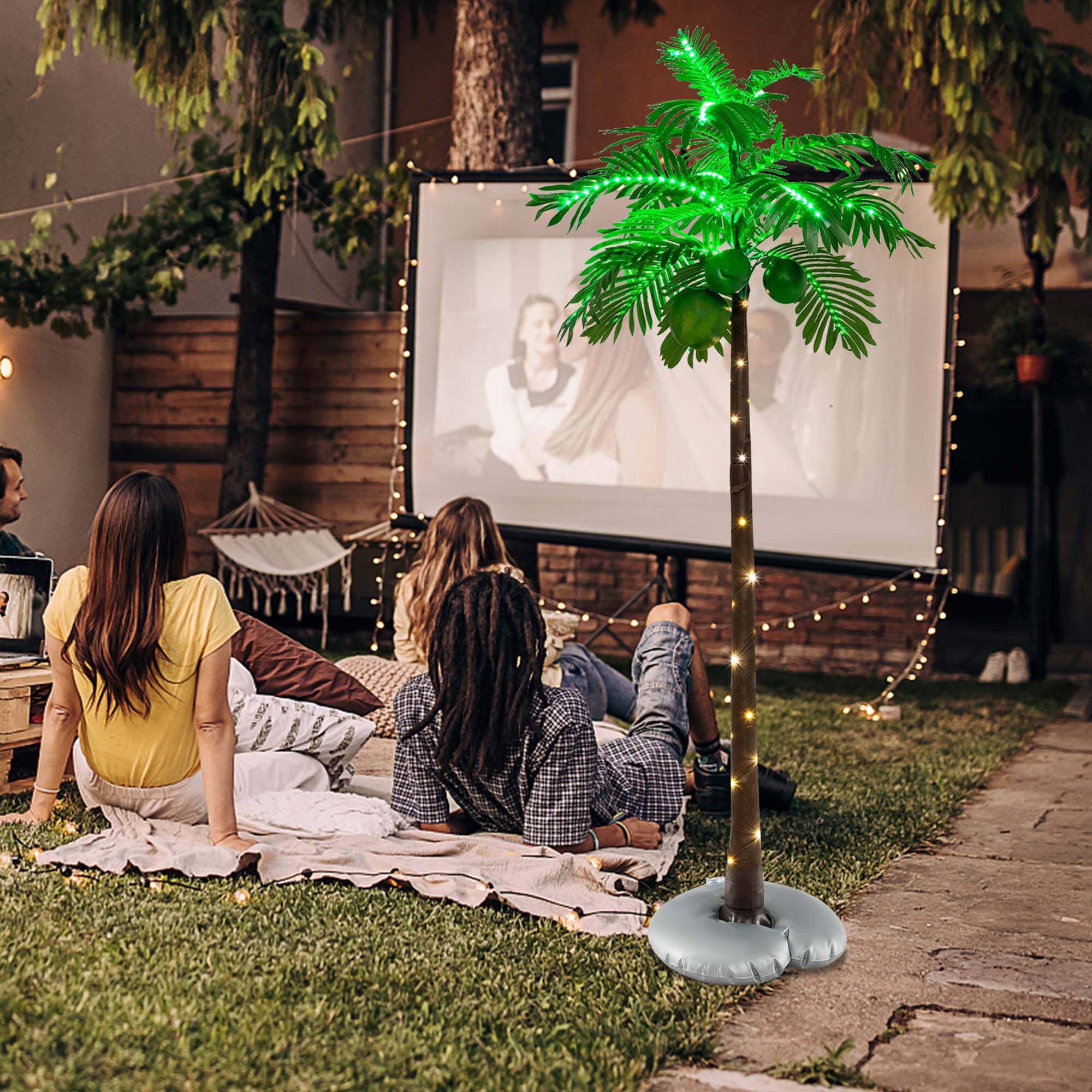 Alt View 12. Costway - 6 FT LED Lighted Artificial Palm Tree Hawaiian Style Tropical with Coconuts Beach - Green/Brown.