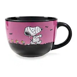 Silver Buffalo - Peanuts Halloween Mummy Snoopy and Woodstock Ceramic Soup Mug | Holds 24 Ounces - Purple