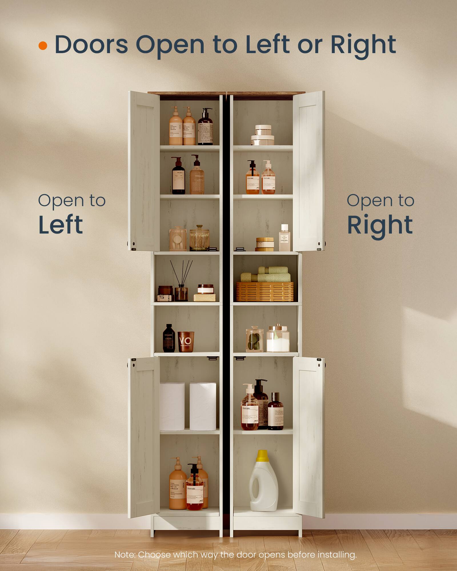 Doors Open to Left or Right

Open to Left
Open to Right

Note: Choose which way the door opens before installing.