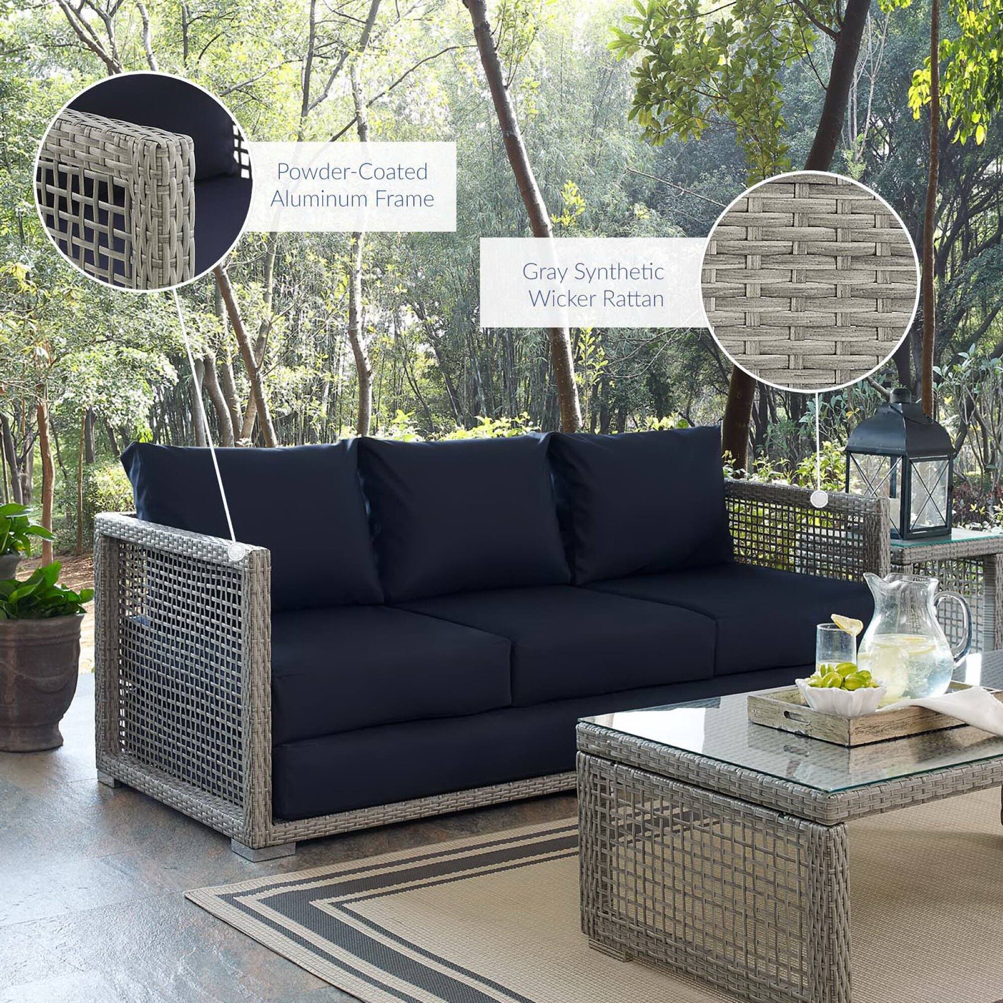 Powder-Coated Aluminum Frame  
Gray Synthetic Wicker Rattan