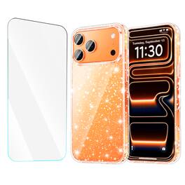 Entronix - Glitter Case and Screen Protector Bundle for iPhone 17 Pro Max - Clear