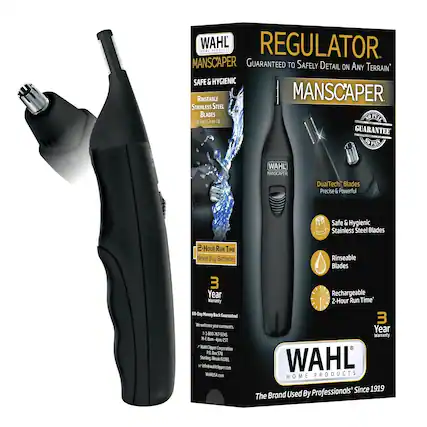 WAHL REGULATOR. TORI PRODUCTS MANSCAPER GUARANTEED TO SAFELY DETAIL ON ANY TERRAIN SAFE & HYGIENIC RINSEABLE MANSCAPER STAINLESS STEEL BLADES LO PULI tor Einy Dean-Up GUARANTEE 1 PALS WAHL MANSCAPER DualTech Blades Precise & Powerful Safe & Hygienic Stainless Steel Blades -HOUR RUN TIME Never Buy Batteries 3 Year Warranty t0 ay Money Back Guarantee! We welcome your comments. 1-800-767-9245 M Bam 4m, EST Wald Cipper Corporation R0 Bo 825 Sterling Illinois GO e nfo@wahlcopper.com MhUSA .com Rinseable Blades Rechargeable 2-Hour Run Time 3 Year Warranty WAHL HOME PRODUCTS Since 1919 The Brand Used By Professionals*