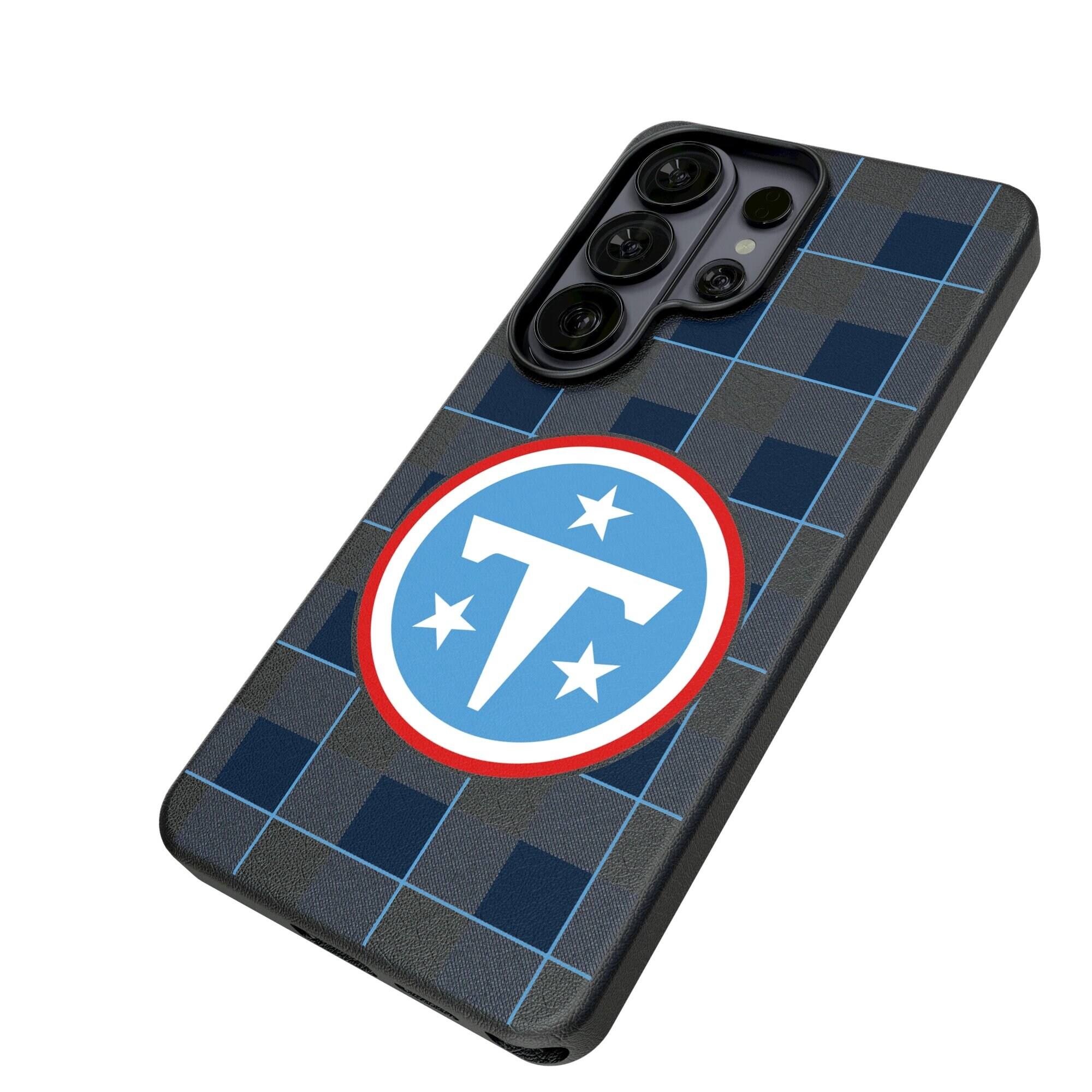 Alt View 1. Keyscaper - Tennessee Titans Plaid Galaxy Magnetic Bump Case - S26 Ultra - Black.