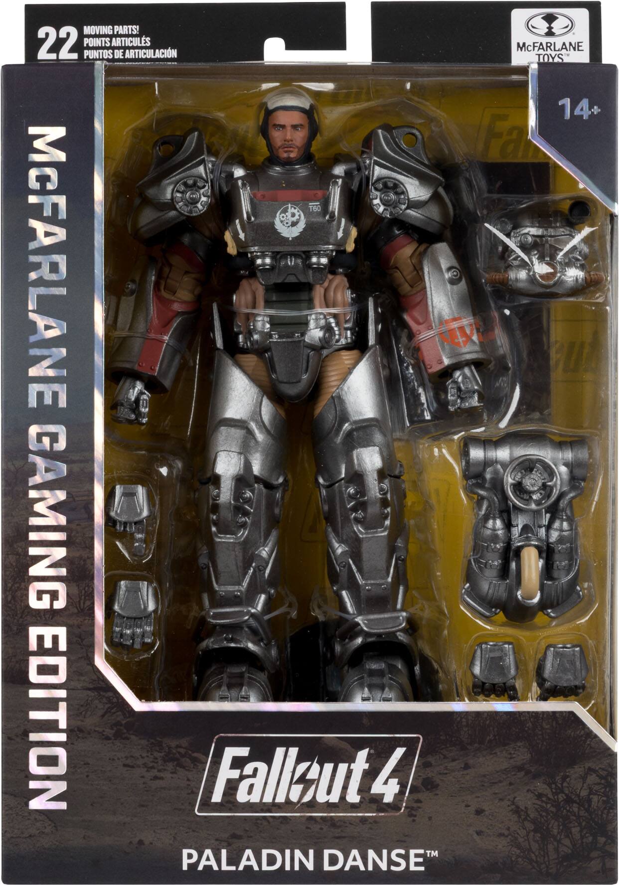 MOVING PARTS!  
22 POINTS ARTICULATIONS  
McFARLANE TOYS  
14+  
McFARLANE GAMING EDITION  
Fallout 4  
PALADIN DANSE™
