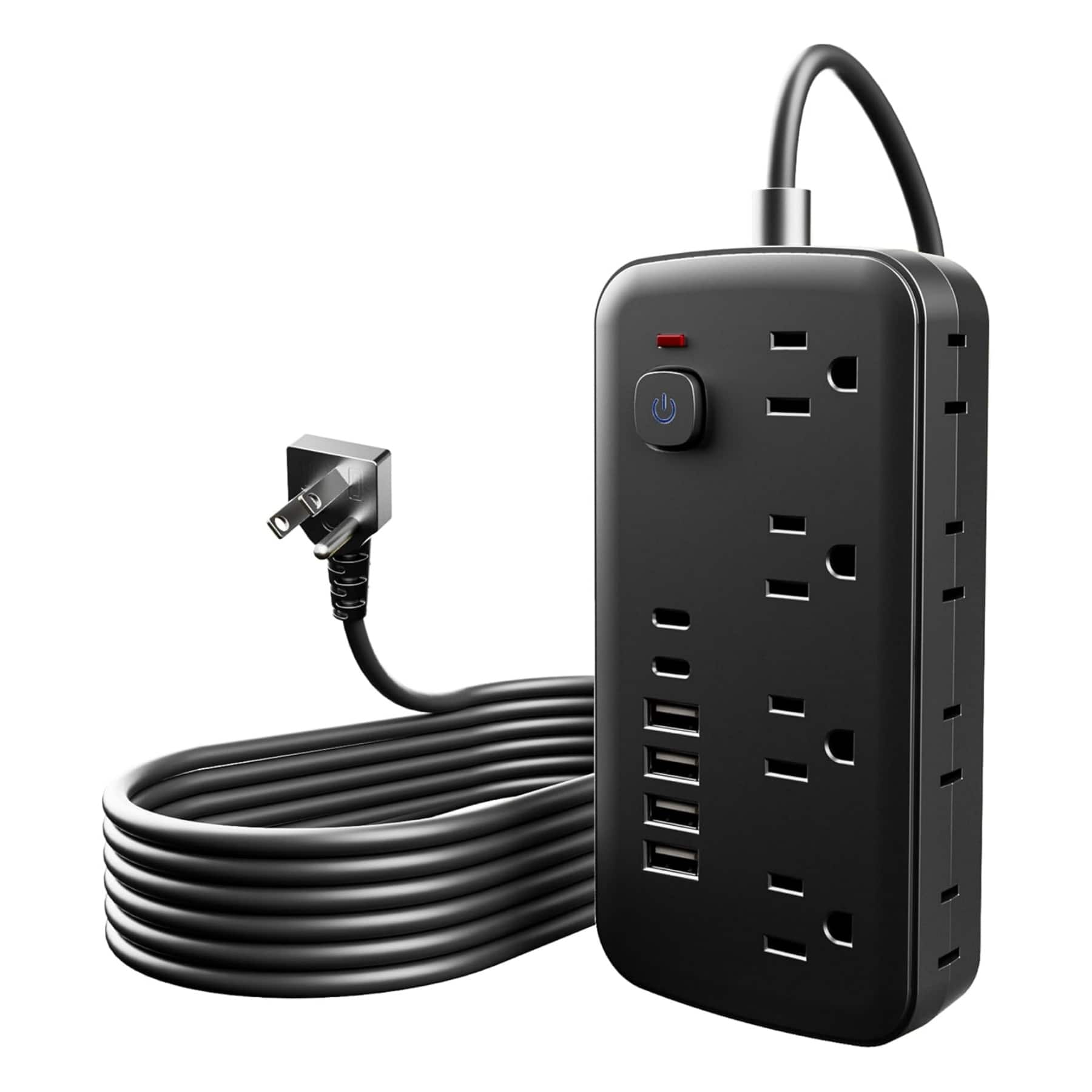Dazzed Corner - Surge Protector Power Strip,8 AC Outlets & 6 USB Ports, 10 FT Extension Cord - Black