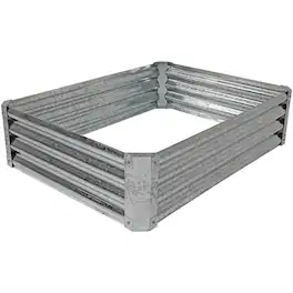 Sunnydaze - Galvanized Steel Rectangle Raised Garden Bed - 48 in - Silver