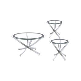 Coaster Co. of America - Brooke 3-piece Round Coffee and End Table Set Chrome - Silver