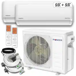 Pioneer - Quantum Ultra 2-Zone 18,000 BTU 24 Seer Ductless Wi-Fi Enabled Mini Split Heat Pump with 16 ft. Lines - White