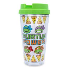 Silver Buffalo - Teenage Mutant Ninja Turtles Pizza Slices Plastic Travel Tumbler | 16 Ounces - Green