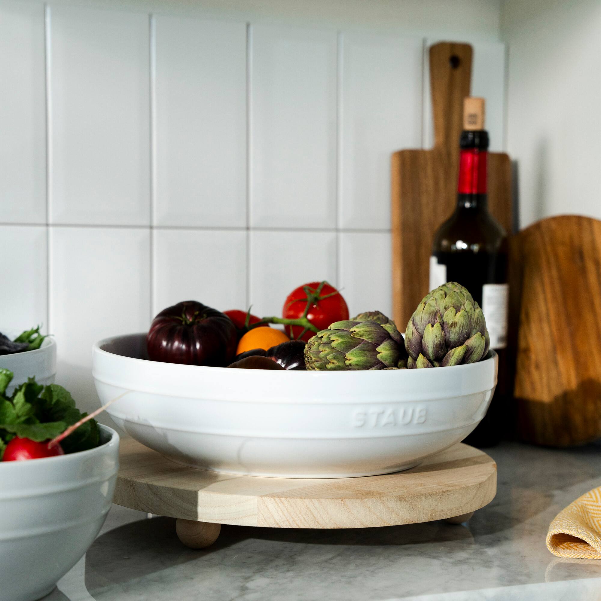 Alt View 1. Staub - Staub Ceramic 11.5-inch Shallow Serving Bowl - White - White.