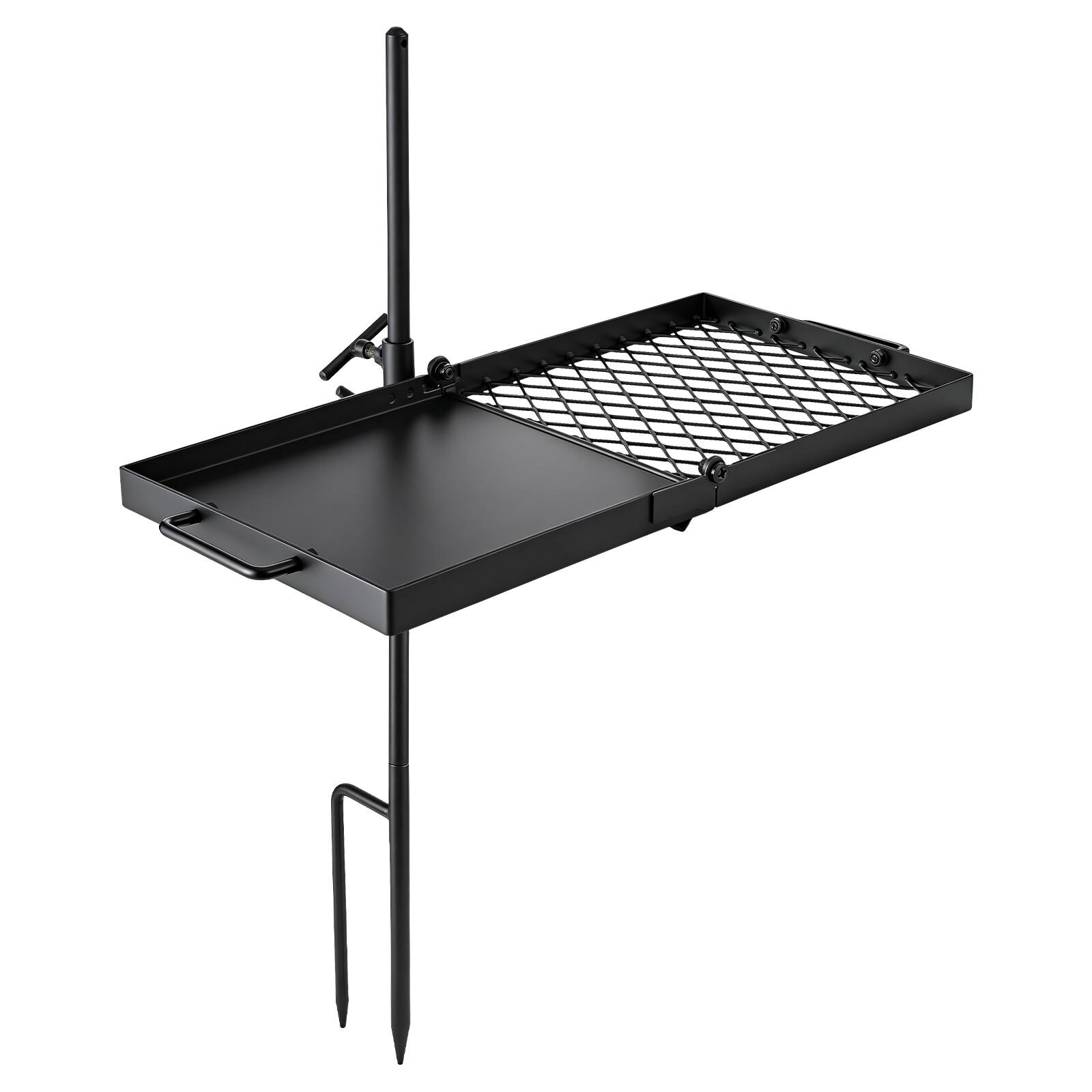 Alt View 5. VEVOR - Heavy Duty Swivel Campfire Grill,24" Portable Camping Grill Grate & Griddle,Sturdy Steel BBQ Mesh,360° Height Adjustable - Black.