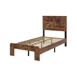 Ecooso - Twin bed frame, wooden platform bed frame, no noise, no need for box springs, easy to assemble tools, storage - Dark Brown