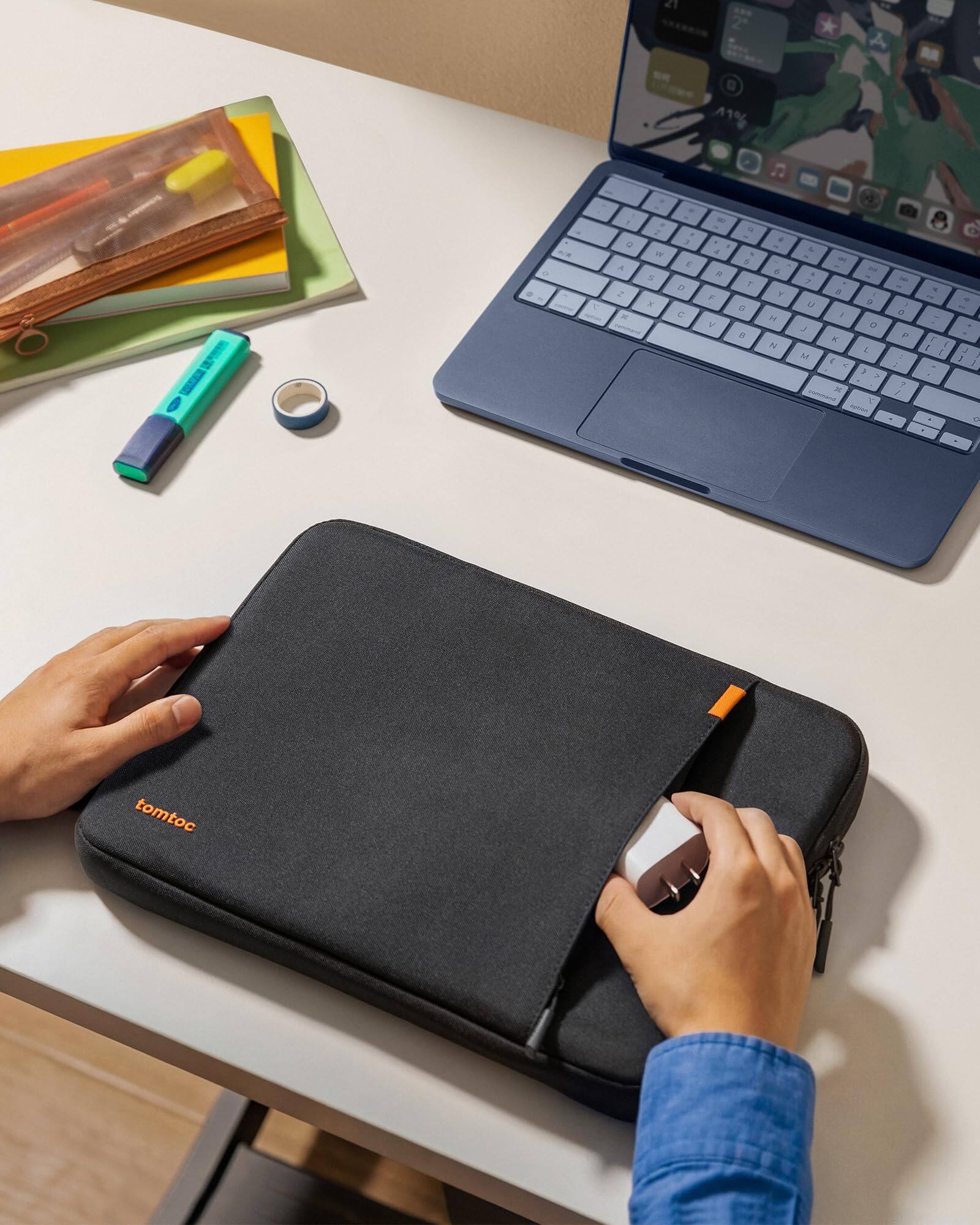 Alt View 6. tomtoc - Defender-A13 360° Recycled Laptop Sleeve Bag Case for 13-inch New MacBook Neo A18 Pro Chip 2026 - Black.